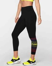 Zumba Forever High Waisted Crop Leggings ~ Bold Black ~ XS  L  XL  ~New!