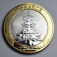 GERMAN BATTLESHIP BISMARCK Dual Metal Silver & 24ct Gold Commemorative. WW2 Navy