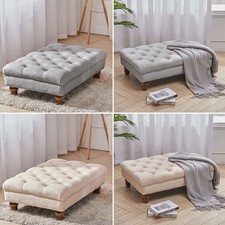 Large Velvet Footstool Tufted