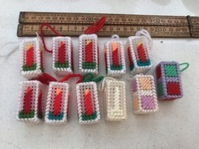 Vintage Christmas Decorations Vintage Plastic Canvas Cross Stitch Candle Decs
