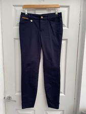 BNWOTs RALPH LAUREN Navy Blue Cotton Tapered Popper Ankle Trousers Sz 10 29W 28L