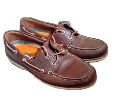 Timberland Leather Boat Deck Shoes Mens Size 7 Brown Two Eye Lace Up Classic 