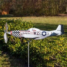 Metal Airplane Weather Vane Garden Decoration Aircraft Windmill  Outdoor