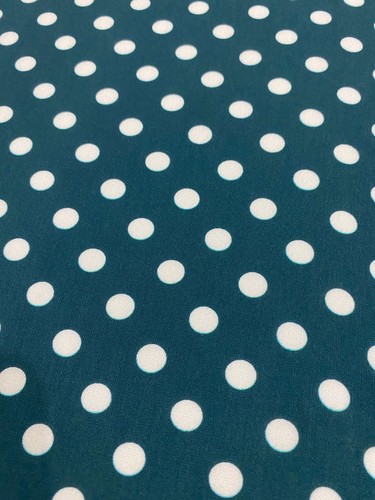 Teal white polka - teal, viscose
