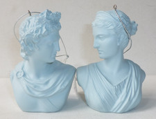 Artemis & Apollo Greek Gods Hanging Bust Decorations in Blue