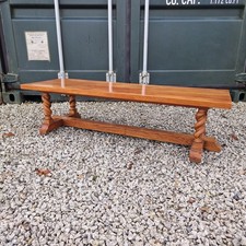 Vintage Solid Oak Coffee Table Barley Twist Legs Trestle Base Antique Style