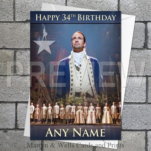 Hamilton birthday card 5x7 - birthday, card.
