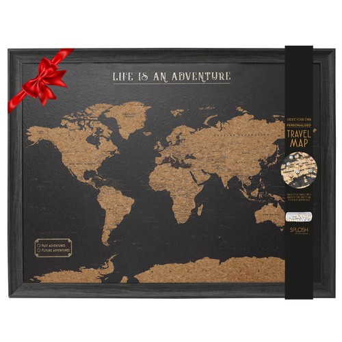 Splosh framed travel map - framed, black