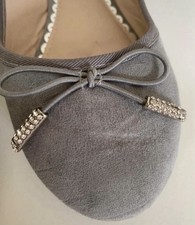 Grey Ballet Pumps With Silver