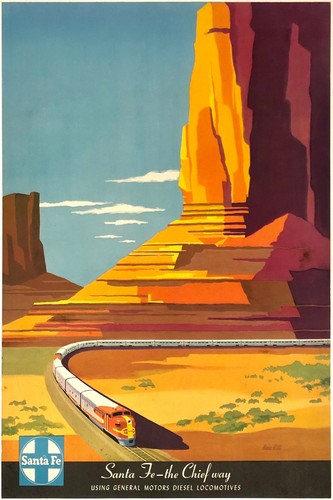 Santa railroad poster - santa, fe