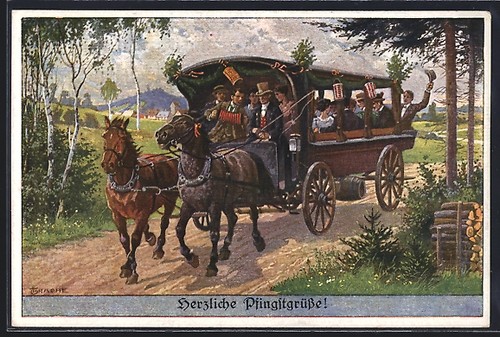 Horse drawn carriage with - horse-drawn,