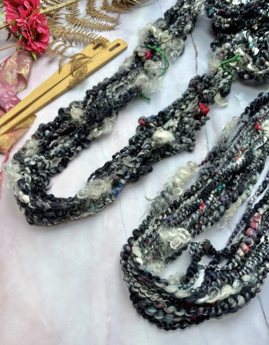 Hand spun boucle spiral art - spun,