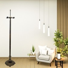 Vintage Antique Brass Floor Lamp Base 66" Tall Dual Socket Sturdy Metal Stand