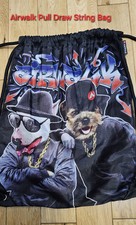 Airwalk Pull Draw String Bag With Dogs Print Black