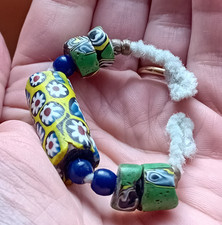 AFRICAN VENETIAN TRADE BEADS ANTIQUE MILLEFIORI MEDICINE MAN SKUNK PONY BRASS 13