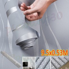 Luxury Embossed Wave Wallpaper Silver Grey Home Decor Non-woven Wall Cover Rolls