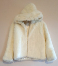 🤍 Women’s UK Size 8 Ivory Faux Fur Wedding Coat Fluffy Elegant Bridal Jacket 🤍