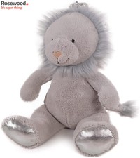 ROSEWOOD CUPID & COMET SILVER LION CHRISTMAS PLUSH DOG PUPPY TOY SQUEAK & CUDDLE