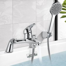Chrome Bathroom Bath Taps with Shower Waterfall Tub Filler Mixer Taps Deck Mount
