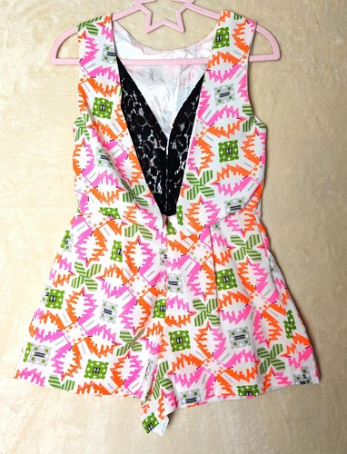 Neon aztec print - aztec, plunge