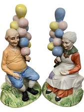 Colourful Balloon Seller Couple Figurines Made In Taiwan Ceramic Decor