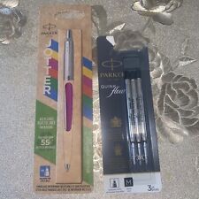 Parker Jotter Ballpoint Pen Medium Tip Pink Barrel Blue Ink 2075996 + Black Ink