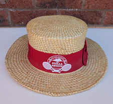 Vintage Tennis Stella Artois Straw Boater Hat Size L
