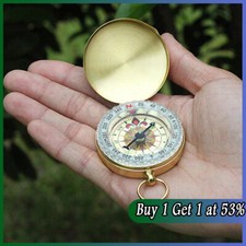 Vintage Brass Noctilucent Pocket Compass Hiking Camping Watch Style Retro Mini
