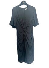 Coast UK Size 6 Black Satin Animal Print Ruched Formal Cocktail Midi Dress