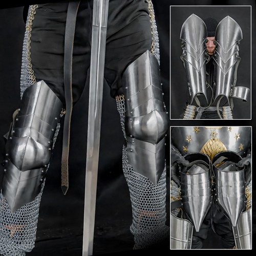 Knight greaves armor 18g steel - greaves,