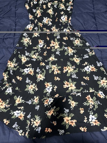 Yours black floral square neck - yours,
