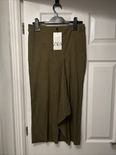 ZARA KHAKI MIDI SKIRT NEW SIZE LARGE 