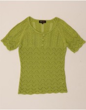 STEPHEN Y Womens Short Sleeve Boat Neck Jumper Sweater UK 14 Large Green AA03