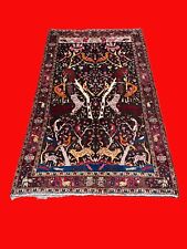 AN ANTIQUE WONDERFUL OLD HANDMADE ANIMALS DESIGN ORIENTAL RUG (207 x 123 cm)*