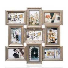 Multi Aperture Picture Photo Frame, Holds 9 x 6x4'' Photos Vintage Gold