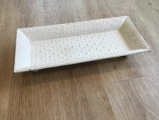 Vintage decorative metal tray plant stand white shabby chic