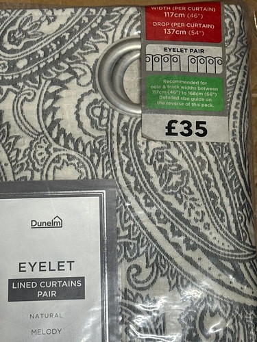 Dunelm eyelet lined curtains