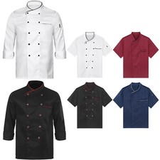 Unisex Chef Jacket Long/Short Sleeve Restaurant Kitchen Hotel Coat Work Uniform