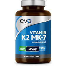 Vitamin K2 MK-7 200mcg - 365 Vegan Tablets - Supports Maintenance of Bones
