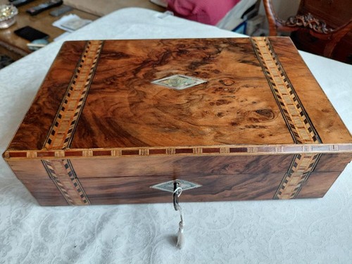 Victorian inlaid burr walnut