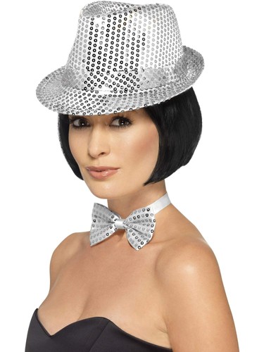 Sequin trilby hat silver - sequin,