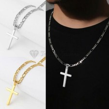 Stainless Steel Cross Pendant Crucifix Jesus Gold Silver Tone Necklace Jewelry