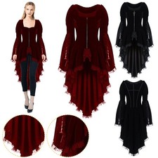 Plus Size Ladies Halloween Tailcoat Jacket Gothic Steampunk Victorian Costume ❥