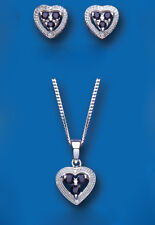 Sapphire and Diamond Heart Set