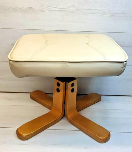Cream leather footstool - cream,