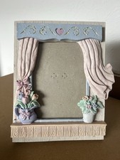 Decorative Photo Frame 3D Window Scene with Curtains Floral