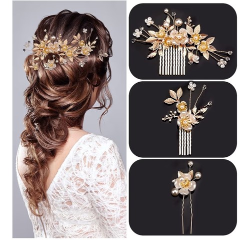 Gold bridal hair vine - gold, comb