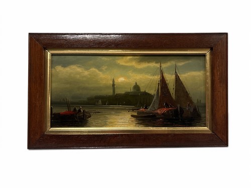 Oil painting sailboats on - oil,