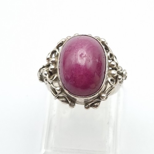 Silver ruby ring chunky - ruby,