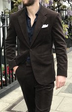 Men's Brown Corduroy 2 Piece Casual Business Suit - English Cut Tailor RRP £800